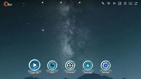 Home screen with a night-sky background